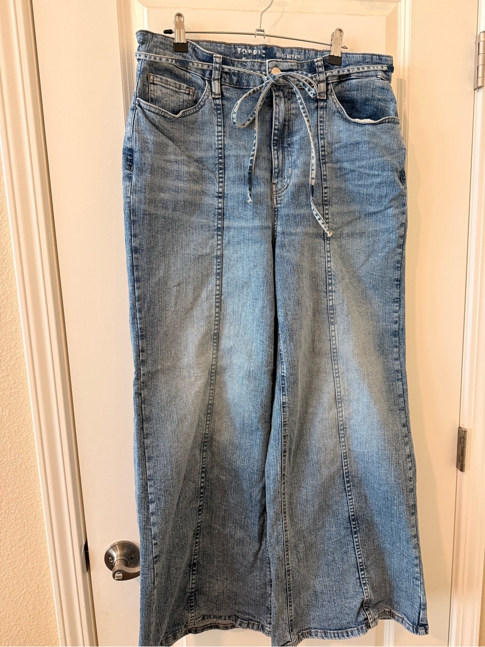 Torrid Light Wash Baggy Wide Leg Jeans with Tie Waist